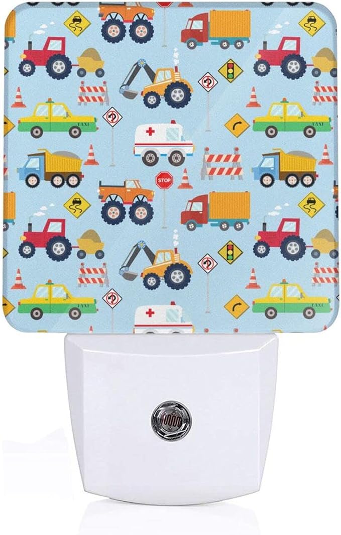 Cartoon Truck Night Light Plug-in Led Nightlights Auto Dusk-to-Dawn Sensor Lamp for Bedroom Bathroom Kitchen Hallway Room Decorative for Kids Toddler