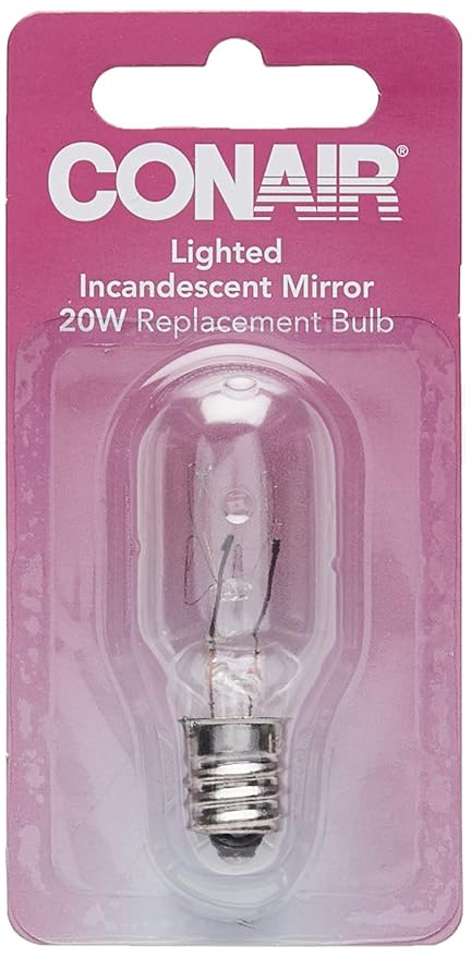 Conair Incandescent Mirror Replacement Bulb, 20W, 1 Clear (Pack of 2)