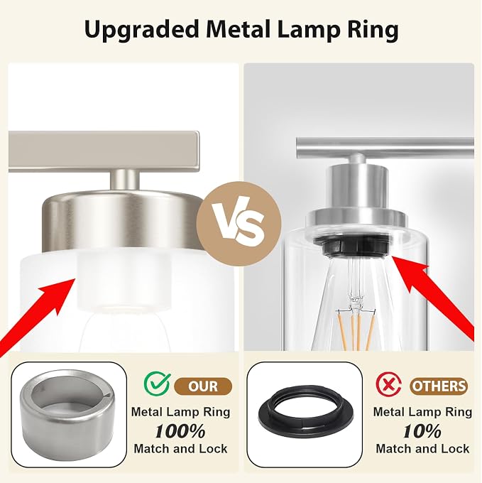 IZORRO Modern Bathroom Light Fixtures, 5 Light Brushed Nickel Vanity Lights, Bathroom Lighting Fixtures Over Mirror with White Glass for Living Room Cabinet Bedroom