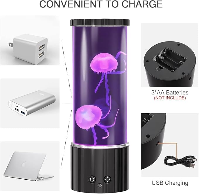 Jellyfish Lamp, LED Jellyfish Tank Table Lamp with Remote Control,17 Color Changing Dimmable Aquarium Night Light for Home Decor & Christmas Birthday Gifts