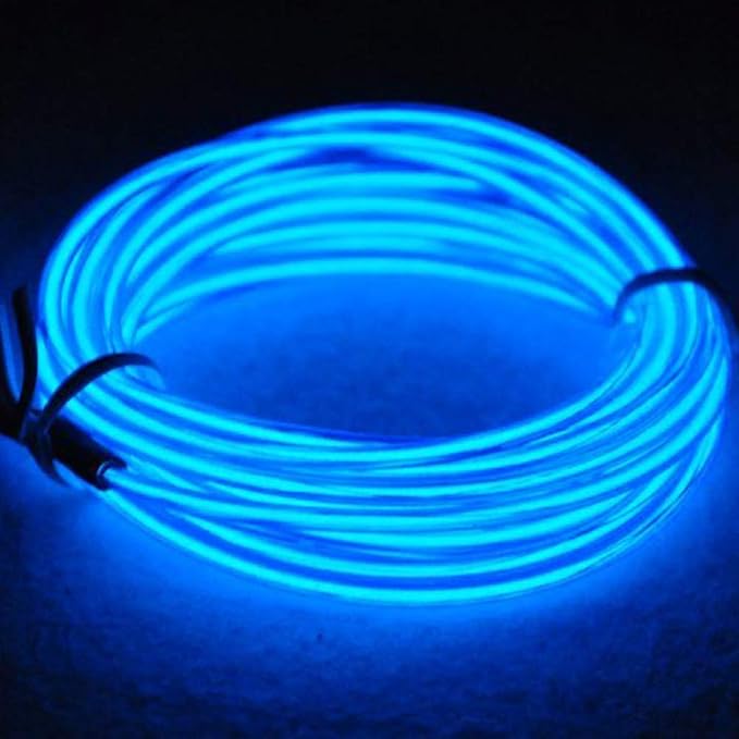 ABALDI EL Wire Rope Lights Portable Battery Powered Flexible Glowing Strobing Electroluminescence for Xmas Party Decoration(3m/9ft,Blue)