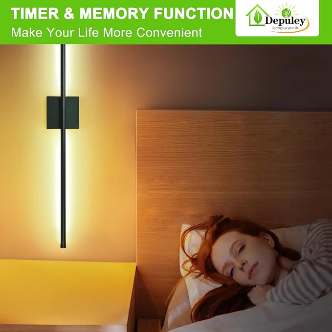 Depuley Wall Sconces Battery Operated: Set of 2 Wireless Wall Lights with Remote for Bedroom - Rechargeable 15 Colors Black Wall Lamp for Living Room Hallway Home Decor