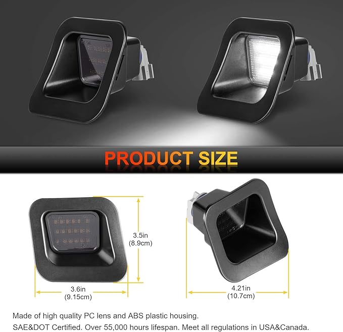 LED License Plate Lights with Metal Retainer Clips for 2003-2018 Dodge Ram 1500 2500 3500 Rear Bumper Tag Lamp 2PCS, 6000K White