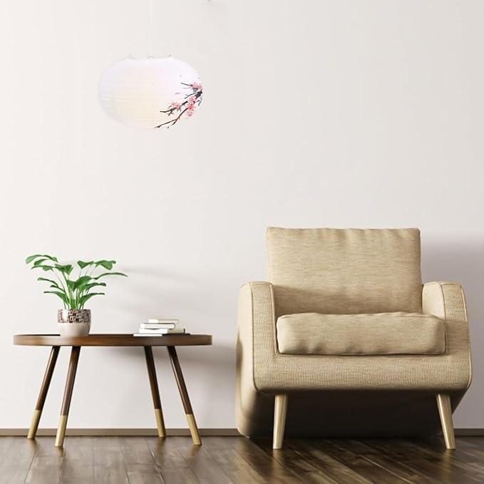 DOITOOL Round White Paper Lanterns 12 inch, Decorative Chinese/Japanese Hanging Round Paper Lanterns Lamp Japanese Lampshade for Wedding, Anniversary, Bridal, Birthday, Home Decor, Party Decoration