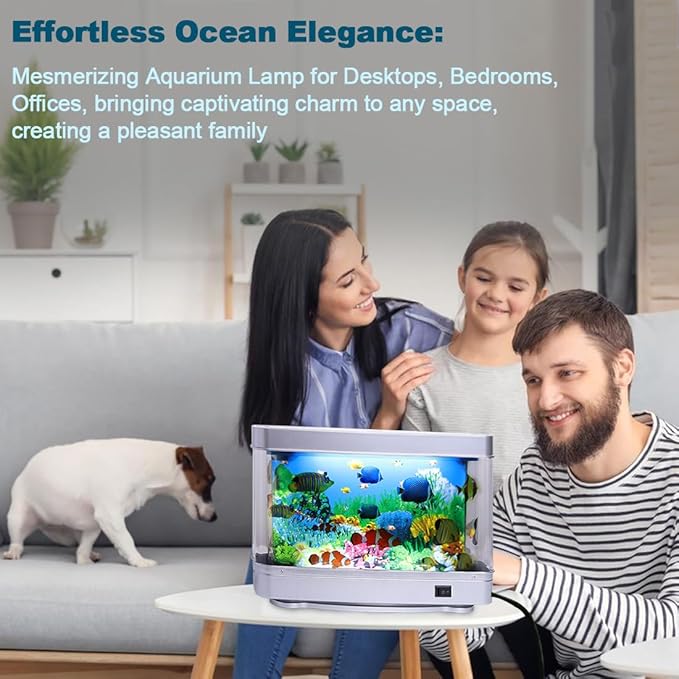 Artificial Tropical Fish Decorative Moving Aquarium Lamp - Virtual Ocean Motion. Kids Fake Fish Tank, Baby Aquarium Toy - Relaxing Mini Crib Ocean Night Light for Bedroom and Office