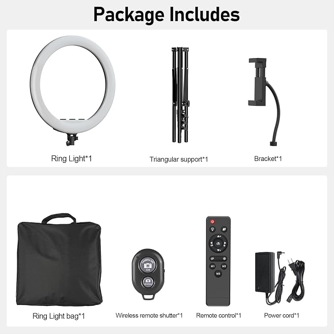 Hagibis 21 inch Ring Light with Stand Outer 55W 5600k Dimmable LED Light, Tripod Stand,and Phone Holder，Remote Controller,Carrying Bag ，CRI 97+ 2540lux, for Streaming Home Office Zoom Call Lighting