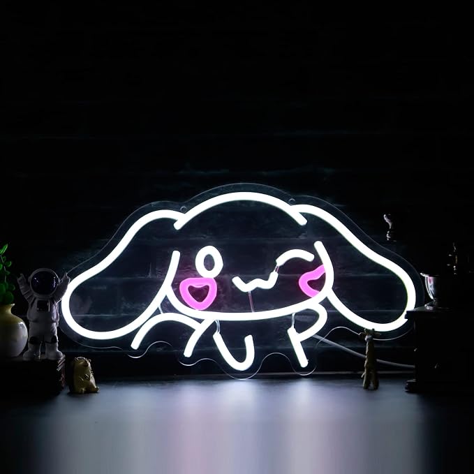 Cinnamoroll Neon Sign USB Powered for Room Decor, Japanese Cartoon Character Dog Dimmable Neon Light Sign for Kids Bedroom Wall Art Birthday Gift 17.5 * 9.5 Inches