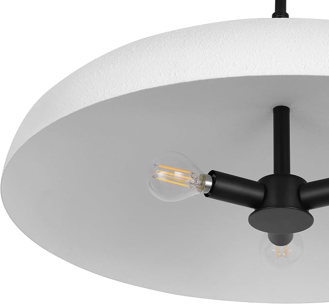 LamQee 20 Inch Oversized Large Pendant Lights, 3-Lights Textured White Modern Dome Chandelier, Rustic Metal Pendant Lighting Fixture Ceiling Hanging for Kitchen Island, Dining Room Over Table, Bar