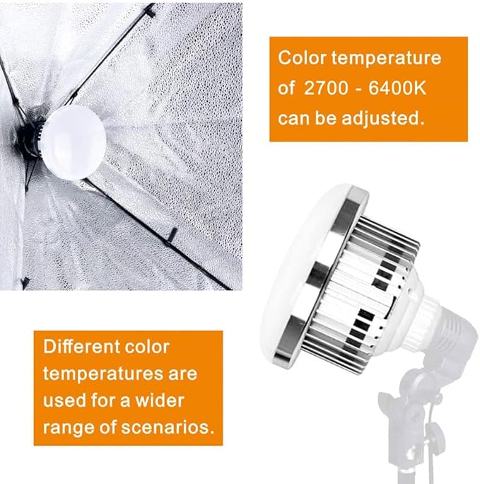Skytex 2Pack 85W Photography Light Bulb 2700-6400K Colour Temperatures Dimmable Tricolor LED Bulbs Softbox Bulb in E27 Socket for Photography Photo Video Studio Lighting Softbox