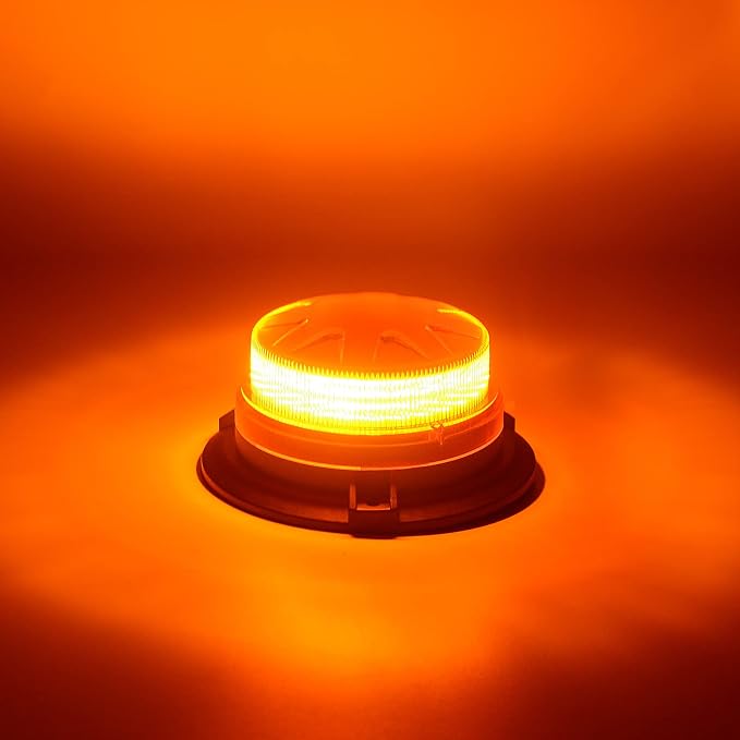 Amber Yellow Led Emergency Strobe Beacon Lights for Car 12V 24V 24-LEDs | Magnetic Mount, 8 Flash Model, Warning Safety Flashing, Rooftop Signal Lamp for Forklife Construction Truck Tractor Golf SUV