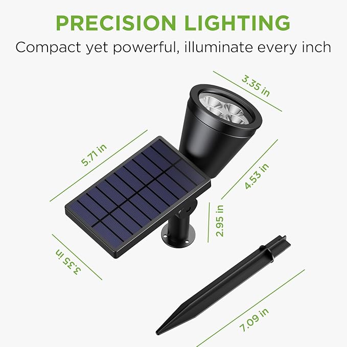 InnoGear 1 Solar Spot Lights Outdoor for Flag Pole Garden Yard, White | Waterproof, Auto On/Off, Adjustable Brightness, 2 Installations, Tree, Uplights, Solar Powered Spotlight, Landscape Lighting