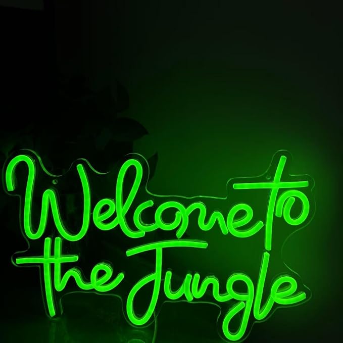 Welcome To The Jungle Neon Sign Neon Art LedWall Hanging Bar Light Up Sign | Party Home Bedroom Decor, Light Up Signs,Neon Sign,Wall Neon Art