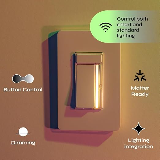 LIFX Smart Dimmer Switch - Wi-Fi 2.4GHz Matter Certified, 3-Way - 4-Button | Voice Control Alexa, Siri, Google, Scheduling, Single-Pole, Neutral Wire Required, works with smart & standard dimmable bulbs