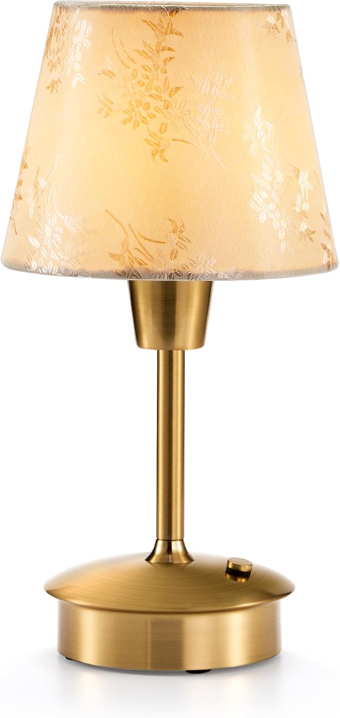 UMEXUS 9.8'' Small Cordless Table Lamp, 5200mAh Battery Operated Touch Lamp | Rechargeable Dimmable Warm Light for Restaurant, Portable Night Light for Bedside Dining Bedroom Kitchen Outdoor, Champagne