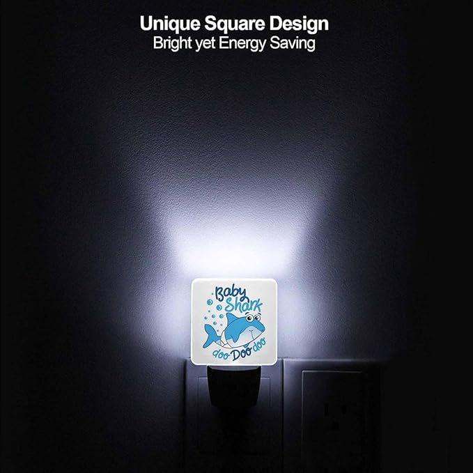 LED Night Light,Cartoon Bubbles Cute Shark LED Night Light Plug into Wall with Dusk to Dawn Light Sensor White Energy Efficient Nightlight for Bedroom Bathroom Hallway Living Room Kitchen