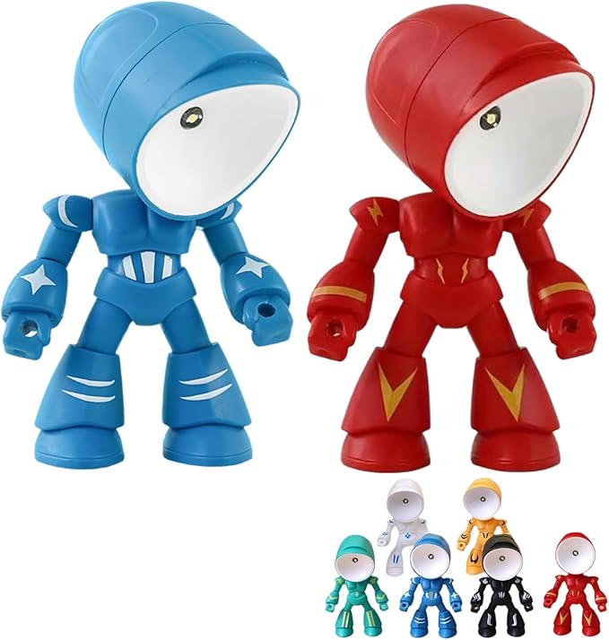 2PCS Lonely Robot Cartoon Cute Robot Design Companion Table Light, LED Mini Night Light, Mini Portable, for Bedroom Office, Thanksgiving Gifts (2pcs-F)