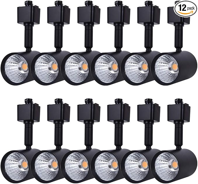 mirrea 12 Pack LED Track Lighting Heads Compatible with Single Circuit H Type Rail Ceiling Spotlight for Accent Task Wall Art Exhibition Lighting 6.5W 4000K Neutral White 24° Black Painted