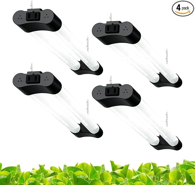 Hlite LED Grow Light 16 inch, Hanging Full Spectrum Linkable 4 Pack | Linkable Plant Grow Lights for Indoor Plants, Plug and Hanging with On/Off Switch, Seedling to Flowering, White