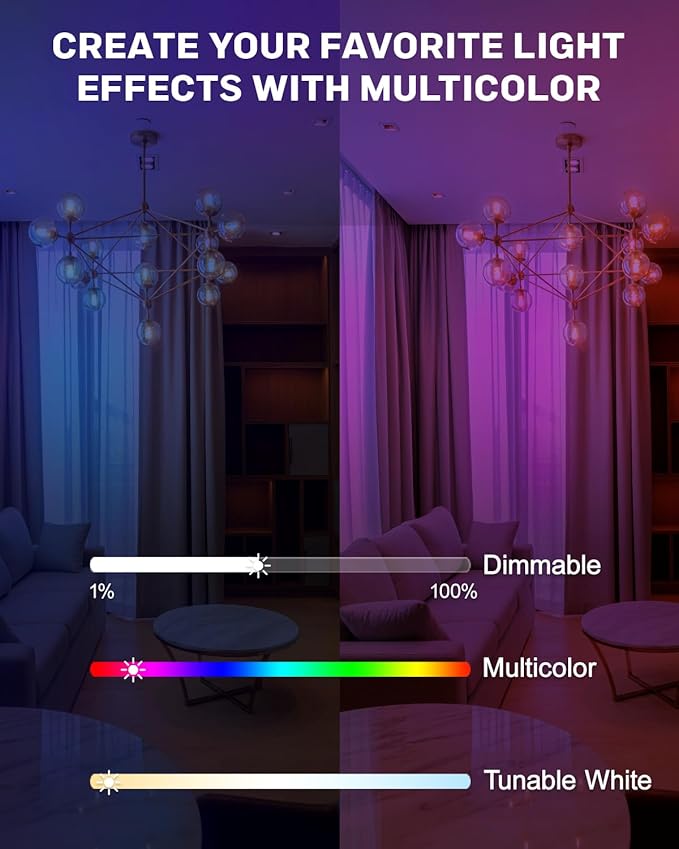 G9 Smart Light Bulb, Compatible with Alexa and Google Assistant, Color Changing Smart Led Bulbs, Dimmable and Tunable, Pack of 4
