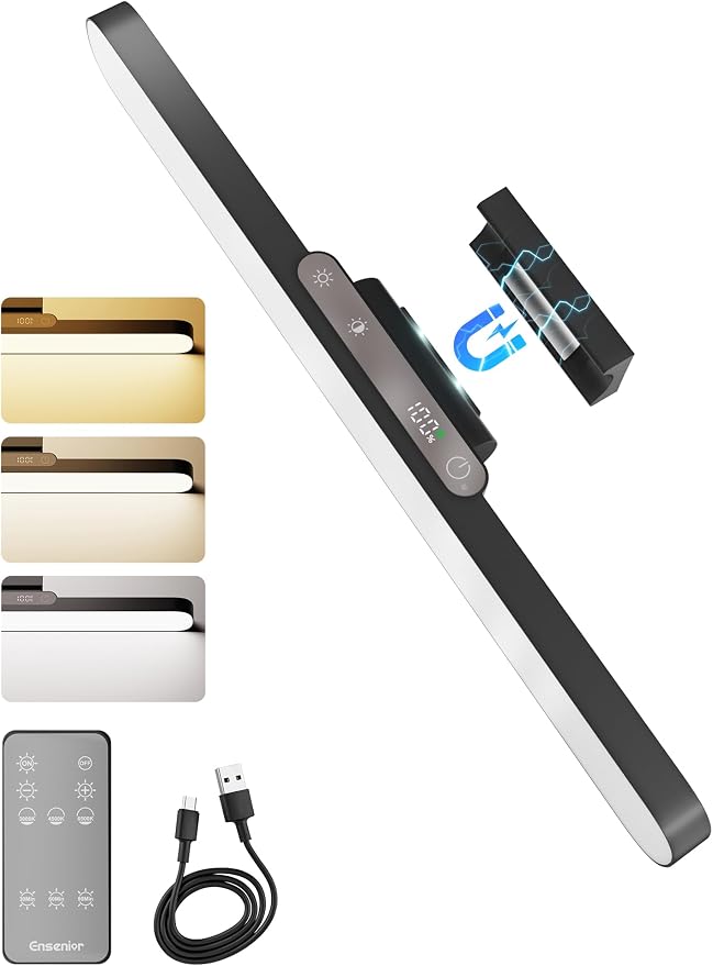 14" Rechargeable Vanity Light Bar, Makeup Mirror Lights with Remote Control | Stick on, Dimmable, Eye-Friendly, 3 Colors CRI85+, Battery Display, Wireless, Magnetic 130° Rotatable, 2500mAh
