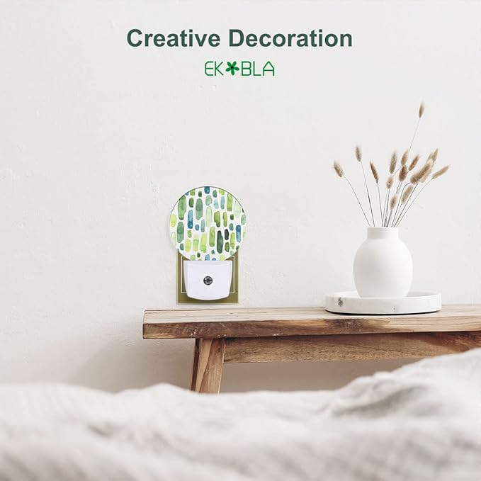 EKOBLA Cactus Tropical Night Lights Plug into Wall Cacti Green Plant LED Dusk to Dawn Plug-in Nightlights Auto Sensor for Home Indoor Bathroom Hallway Kitchen