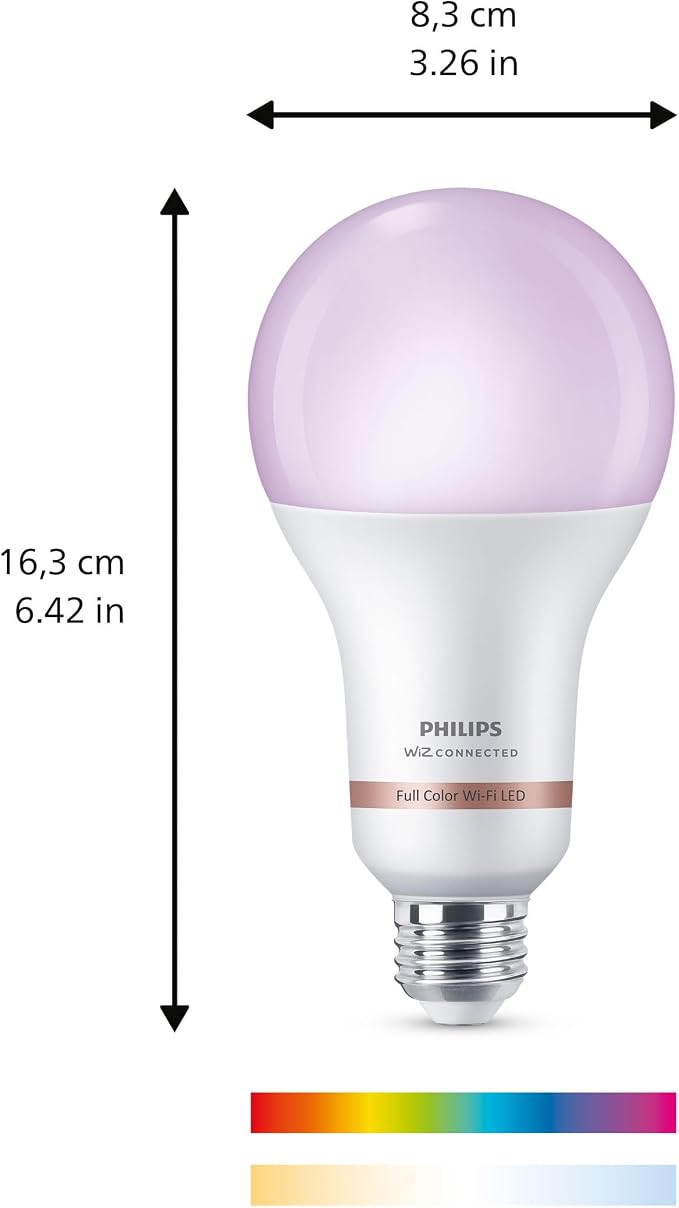 PHILIPS Smart 150W A23 LED Light Bulbs 4-Pack - Connects to Your Wi-Fi - E26- Control with Voice or App + Activate with Motion - Matter Compatible