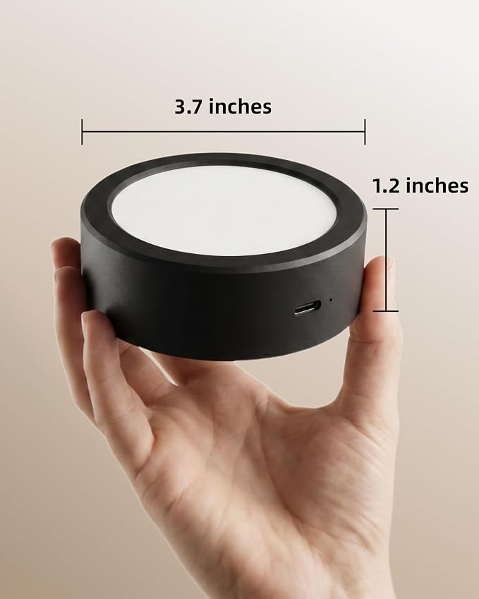 EZVALO LED Wall Mounted Light, 3000mAh Rechargeable Cordless Wall Sconce, Dimmable with Remote & Touch Control, 3 Color Temps, 360° Rotatable for Bedroom, Bedside, Reading(Black, 3Pack)