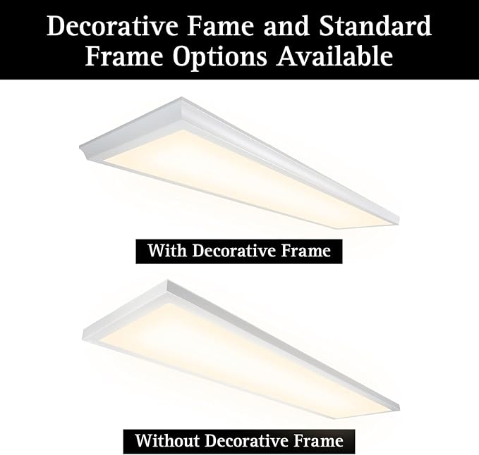UltraLux 1x4 Surface Mount LED Panel TRIAC Dimmable 3CCT Matte White 2Pk | 3000 lumens, 120-degree beam, CRI>80, aluminum build, damp-rated, fits junction boxes, over 50,000 hours, 5-year warranty