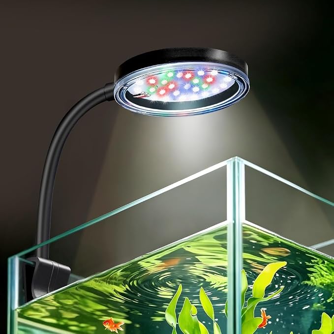 DaToo 6W Aquarium LED Light for 1-5 Gallon Betta Fish Tanks Mini USB Clip On Fish Tank Light with Full Spectrum & Dimmable Brightness Timing