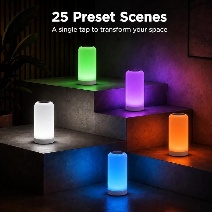 DAYBETTER RGB Smart Bedside Lamps, Touch Lamps for Nightstand, LED Lamp Compatible with Alexa and Google Assistant, Color Changing Lamp for Bedroom Living Room,25 Scene Mode (Only for 2.4GHz WiFi)