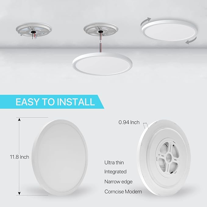 MELEGAN 12 Inch Smart RGB LED Flush Mount Ceiling Light (1 Pcs) | 24W RGB Mood Light, Multi Scenes, Night Light, Flush Mount, Dimmable 2700-6500K, WiFi Alexa Google, for Bedroom, Living Room