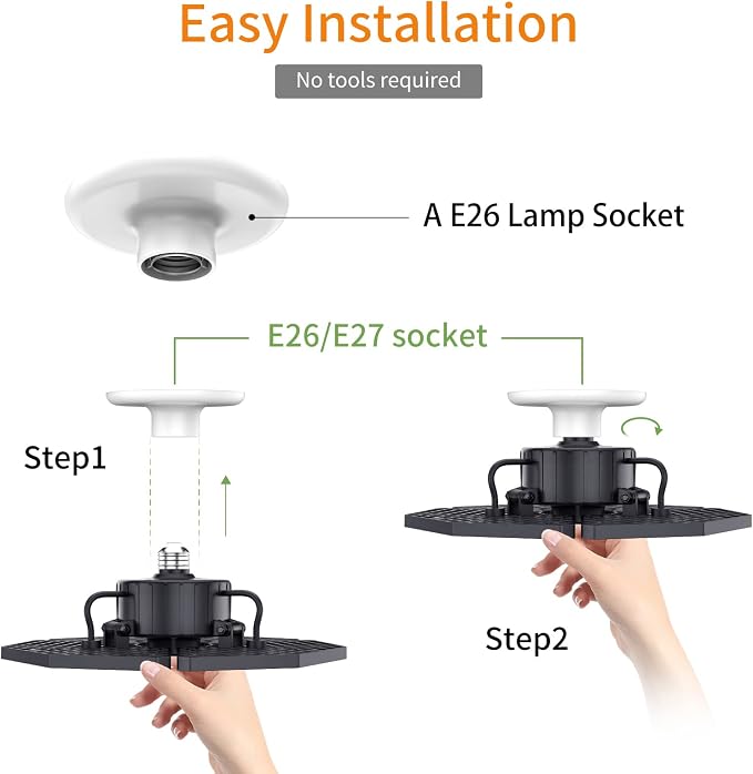 KERNOWO LED Garage Lights, 140W 18500 Lumens Garage Ceiling Lighting, 6000K Daylight with Deformable Three Panels Light Fixture E26/E27 Triple Glow LED Shop Light for Basement Workshop Warehouse