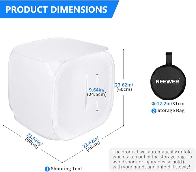 Neewer® 24x24 inch/60x60 cm Photo Studio Shooting Tent Light Cube Diffusion Soft Box Kit with 4 Colors Backdrops (Red Dark Blue Black White) for Photography