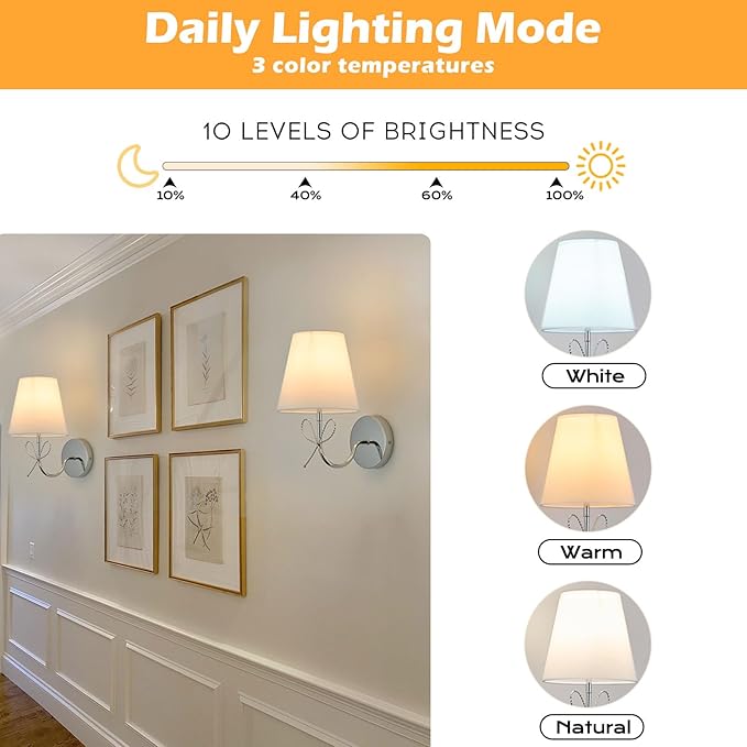 PASSICA DECOR 2 Pack Rechargeable Battery Operated Wall Sconces Set of Two, Wireless Cordless Wall Lights with Remote Control, Dimmable LED Lights, 3 Modes & 12 RGB Colors for Bedroom, Hallway, Stairs
