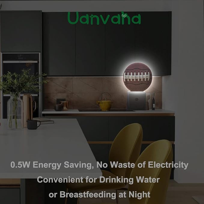 Night Lights Plug into Wall American Football Laces Close Up Night Light Dusk to Dawn Sensor LED Lighting for Bedroom Bathroom Living Room, 0.5W Sleep Friendly