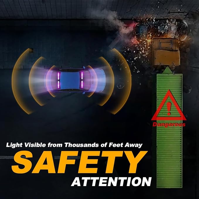 Emergency Lights Interior Windshield Strobe Volunteer Firefighter Lights Warning Hazard Safety 2x17.7 Front/Rear Windshield Light Bar for Vehicles Trucks, Purple/White