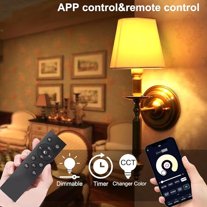 GRV E26 A60 9W Smart LED Light Bulb with a 2.4GHz Remote Control,Color Changing Led Bulbs,Stepless Dimmable 3000K-6500K,60W Incandescent Lamp Equivalent,800Lumens,Home Decor,1 Bulb & 1 Remote