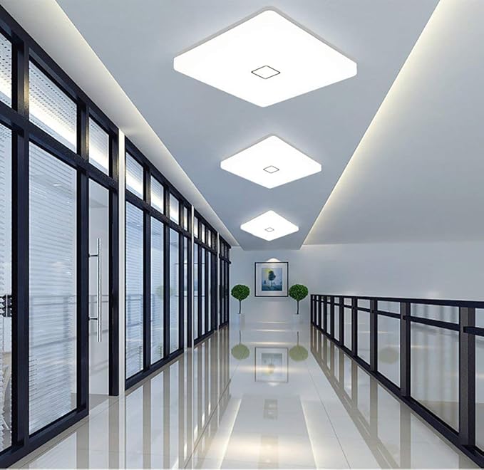 Airand 5000K LED Ceiling Light Flush Mount 24W 12.6in Square LED Ceiling Lamp for Kitchen Bathroom Hallway with 240Pcs LeD Chips Without Flicker, 2050LM, IP44, 80Ra+, 180W Equivalent (Daylight White)