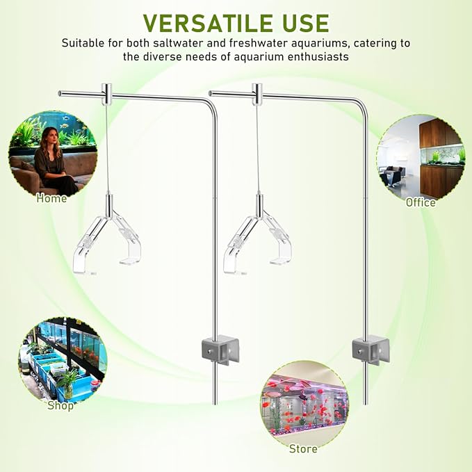 Kisangel 2pcs Aquarium Light Rack Support Stand Aluminum Alloy Adjustable Height Fish Tank Lamp Bracket for Freshwater Saltwater Fish Tank Light Rack