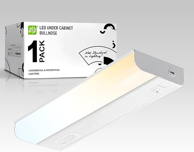 ASD 9 Inch Hardwired LED Under Cabinet Light, On/Off & 5CCT Switch 2700K-5000K, 4W 337LM CRI90+, Direct Wire Low Profile Linkable Fixture, Dimmable Under Counter Kitchen Lighting, White, UL