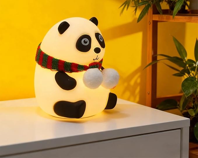 Tap Control Cute Cartoon Silicone USB Rechargeable Night Light, Squeeze Soft Silicone Animal Timing Bedside Sleep Lamp