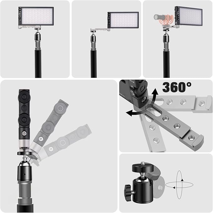 Pixel G1s RGB Video Light with APP Control, 12W 210 Minutes Rechargeable Battery LED Camera Light, 10 Common Lighting Effects, CRI≥97 2500-8500K LED Video Light with Aluminum Alloy Body