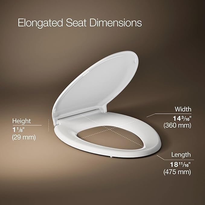 KOHLER 4734-RL-0 Rutledge ReadyLatch Soft Close Elongated Toilet Seat, Quiet-Close Lid Grip-Tight Bumpers, Installation Hardware, Home Essentials, White (Pack of 2)