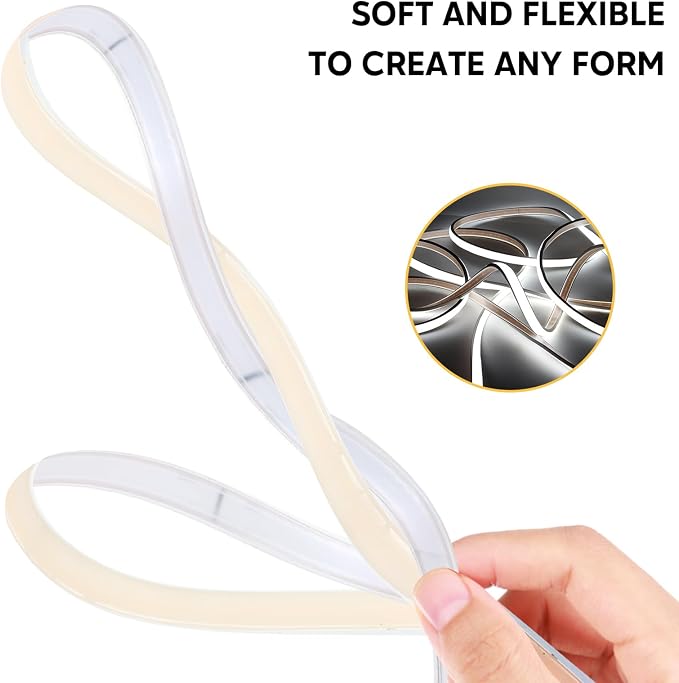 16.4 FT Waterproof LED Light Strip 5M COB 110V LED Light Strip | IP67 LED Rope Lights Cuttable Tape Lighting 6000K Cold White LED Under Cabinet Lighting for Outside Bedroom