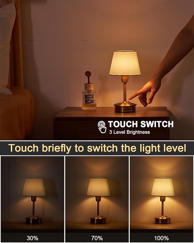 UMEXUS 9.8'' Small Cordless Table Lamp, 5200mAh Battery Operated Touch Lamp | Rechargeable Dimmable Warm Light for Restaurant, Portable Night Light for Bedside Dining Patio Kitchen Outdoor, Light Blue