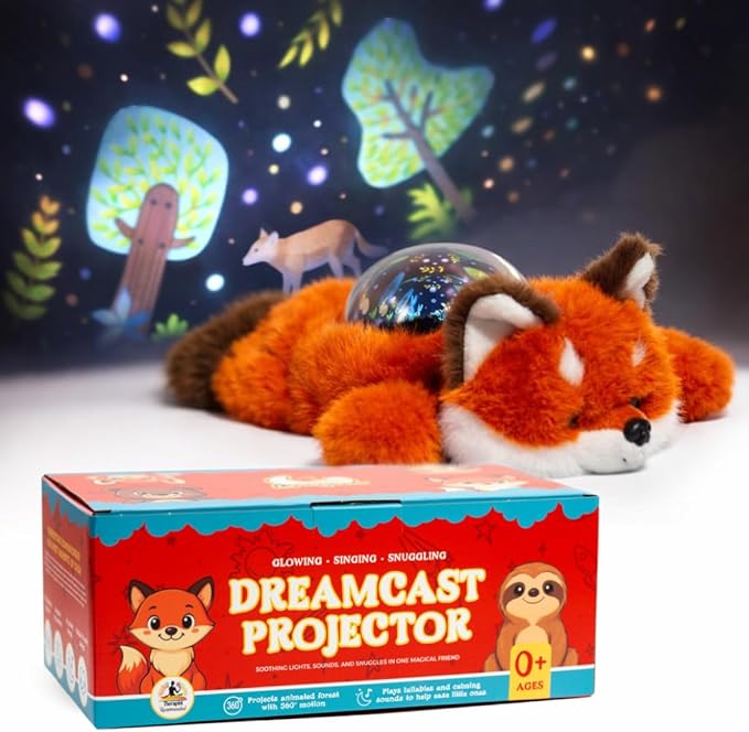 Sound Sleepers Fox – Stuffed Animal Night Light & Baby Night Light Projector with Soothing Music | Plush Toddler Night Light Projector, Sound Machine & Nursery Star Projector