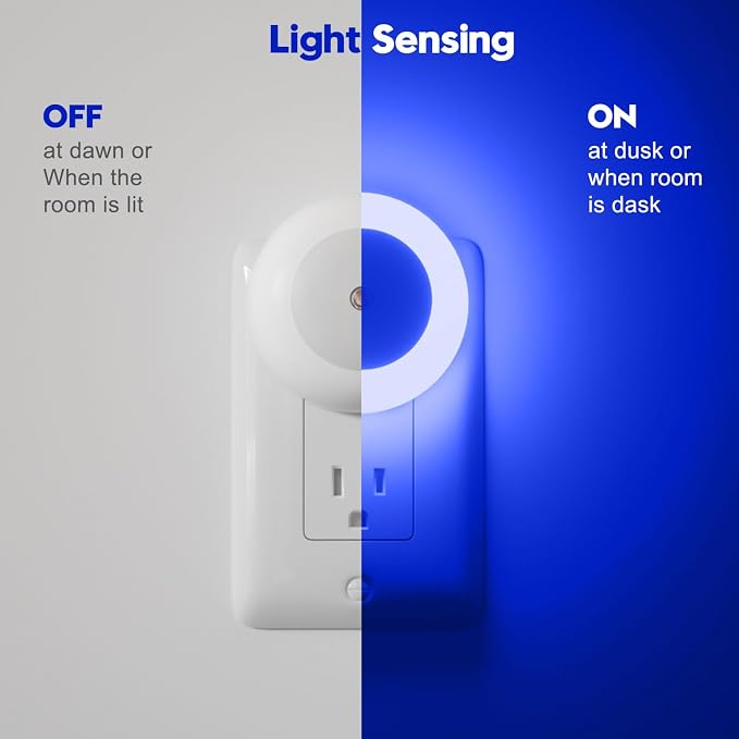 fesnne Night Light, Night Lights Plug into Wall, Dusk to Dawn Sensor, Blue Led Night Light 0.5W, 8 Pack Nightlight for Adults, Bedroom, Bathroom, Hallway, Kitchen
