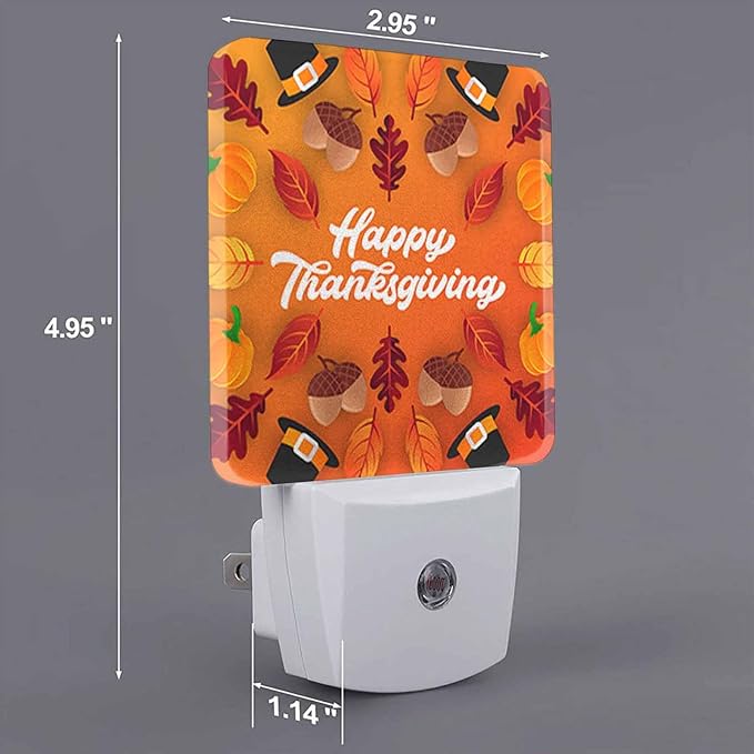 LED Night Light Plug into Wall with Dusk to Dawn Light Sensor White Energy Efficient Thanksgiving Happy Orange Texture Nightlight for Bedroom Bathroom Hallway Living Room Kitchen
