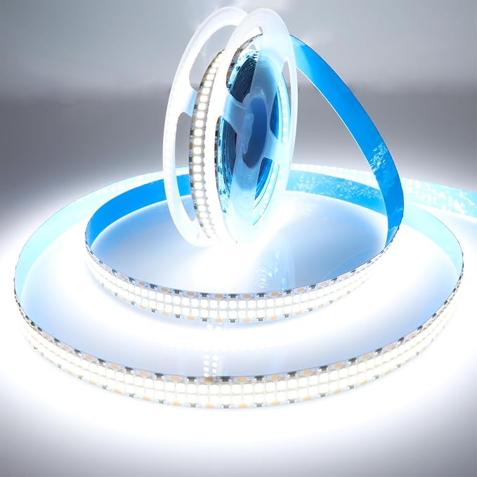 2835 SMD Cold White LED Strip Lights 6500K Double Row 2400 LEDs 5M | 16.4ft Flexible LED Strip Tape Light Ribbon Lamp DC12V LED Daylight Dimmable Strip Lights for Bedroom Living Room Lighting