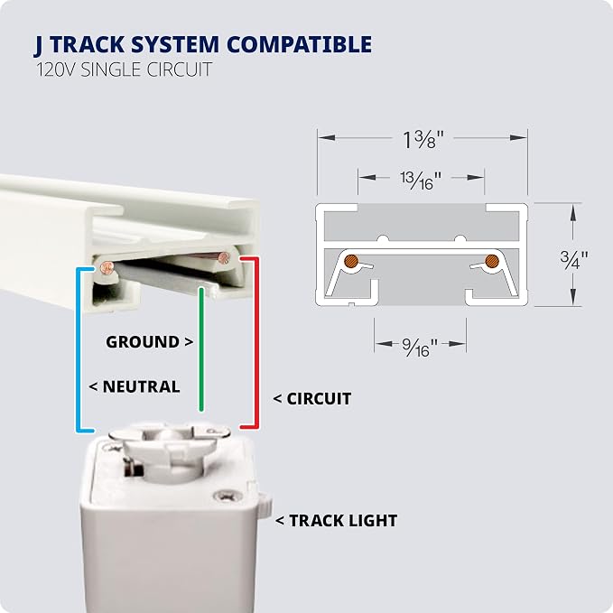 WAC Lighting Charge 8010 LED Adjustable Track Head 5-CCT Selectable 9W 865 Lumens Fully Dimmable in Black for J-Style 2 Wire Track